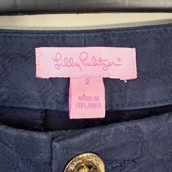 Lilly Pulitzer Kelly Textured Skinny Pants Women's 2 Navy Blue Ankle Preppy Chic - Picture 7 of 12